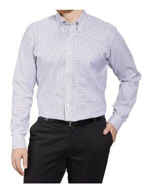 NWT Kirkland Signature Men's 17 34/35 Traditional Button down dress Shirt Plaid